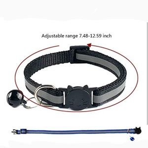 Collar with Bell, Reflective & Adjustable Breakaway black Safe Nylon…